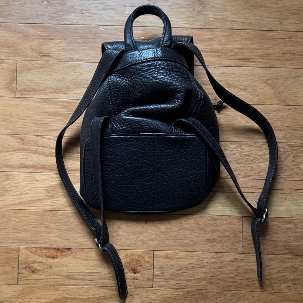 Coach | Dark Brown Pebbled Leather Drawstring Backpack - Picture 6 of 7